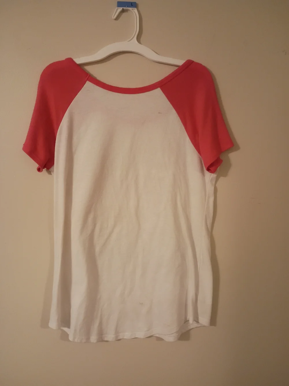 Justice White Tee with Coral Trim
